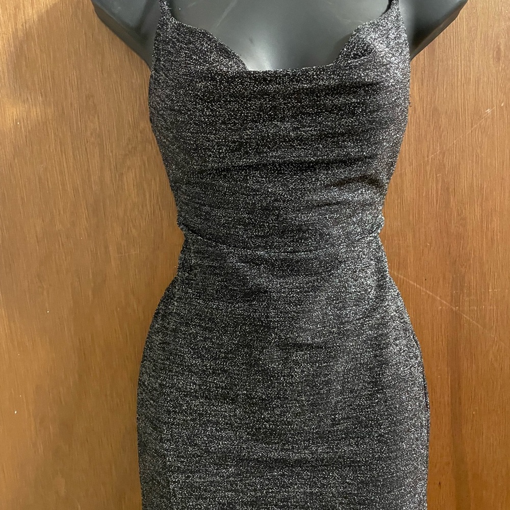 Elegant Black Glitter Mini Dress